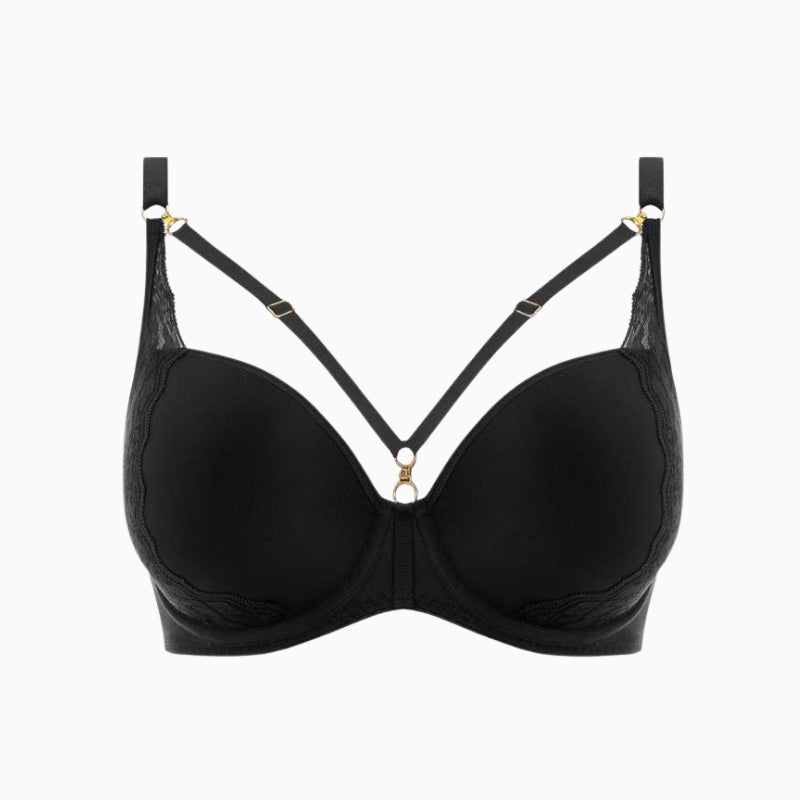 Freya Temptress Moulded Plunge Bra in black lace detail