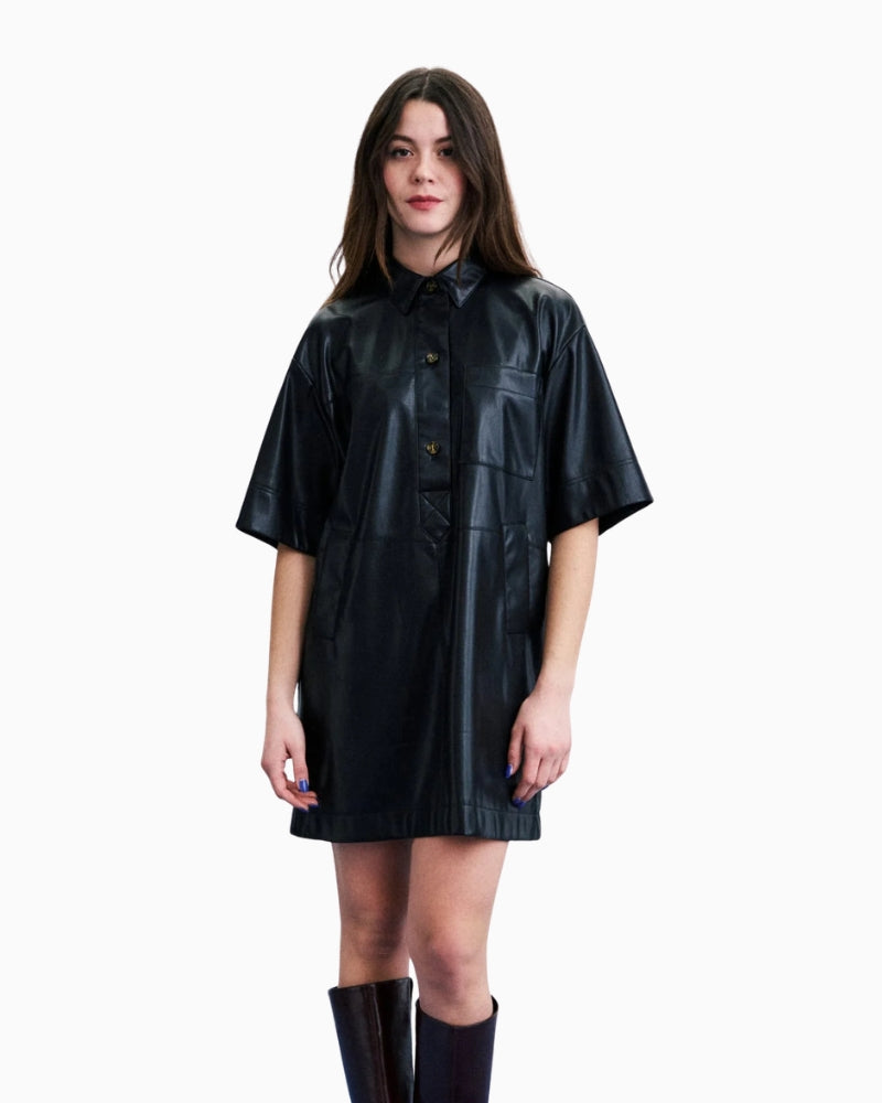 Frnch Harter Dress in Black front view