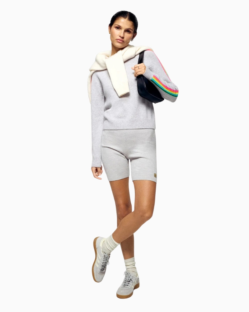 From Future striped cashmere sweater styled with shorts