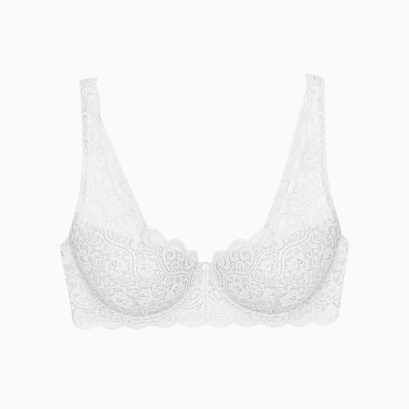Front view of Triumph Amourette limited edition bra with soft stretch lace