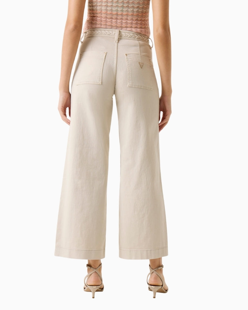 GUESS Braided Cropped Wide-Leg Pants in Lovers Beach back view