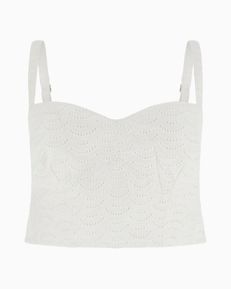 GUESS Eyelets Top in White flat front view