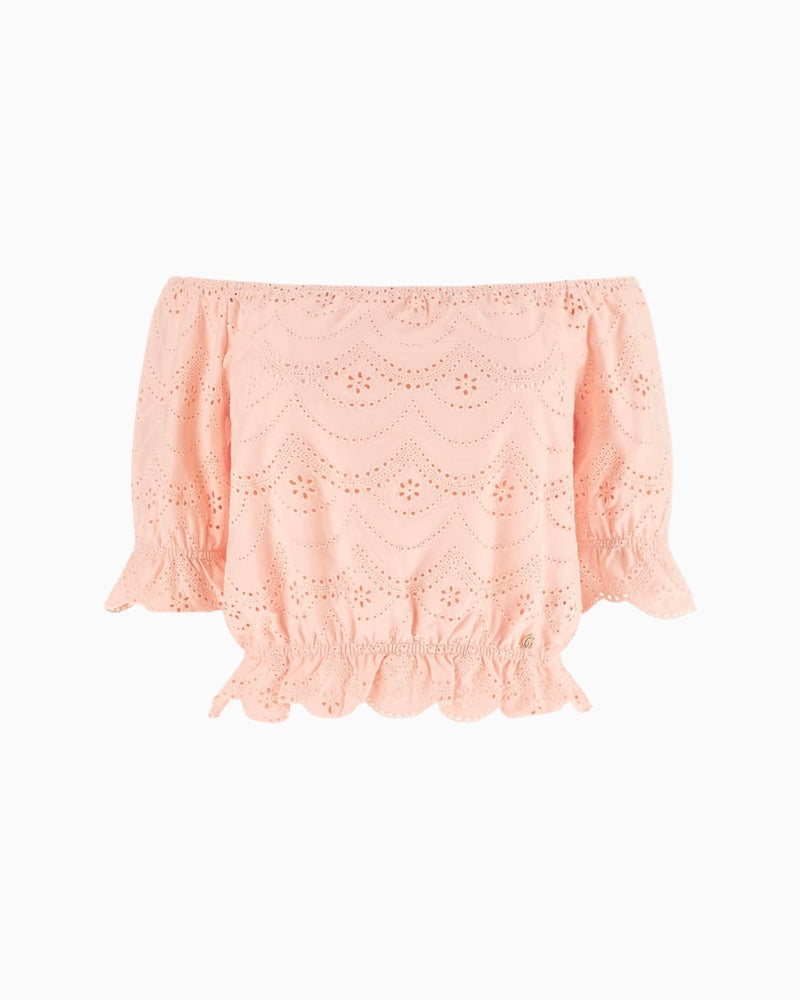 GUESS_Off_Shoulder_Eyelets_Top_in_peach_flat_lay_front_view