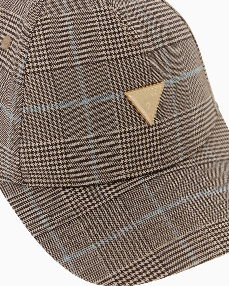 GUESS Wales Hat in checkered pattern logo detail
