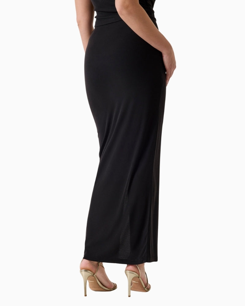 GUESS draped pencil skirt black back view fitted silhouette