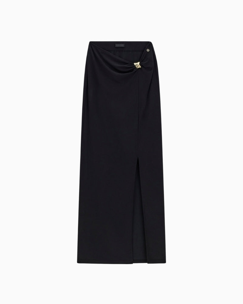 GUESS draped pencil skirt black flat lay product image