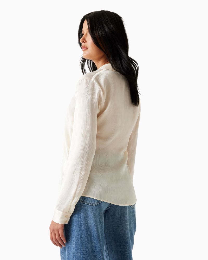 Side view of White jacquard shirt by GUESS with 4G and peony logo detail