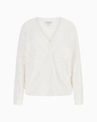 Guess Amelia white pointelle cardigan with long sleeves and crew neck