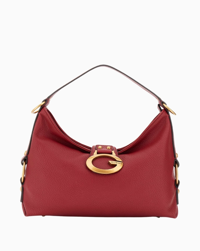 Guess Camden shoulder bag in red faux leather with gold hardware