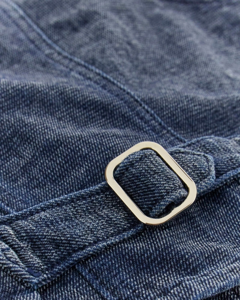 Belt detail on Guess dark wash denim vest