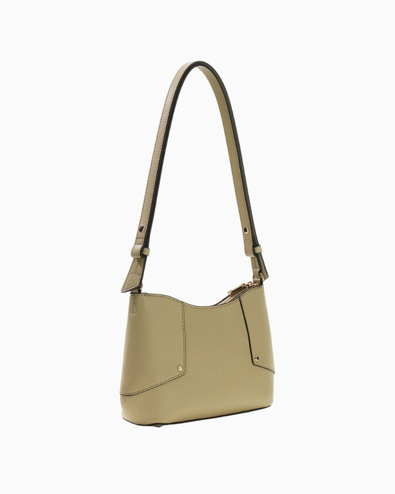 Guess Darcy logo shoulder bag green front view – Áines Boutique