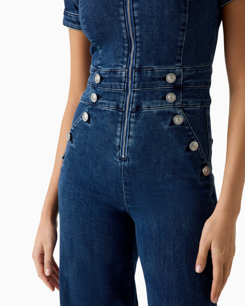 GUESS denim jumpsuit button detail – Áines Boutique