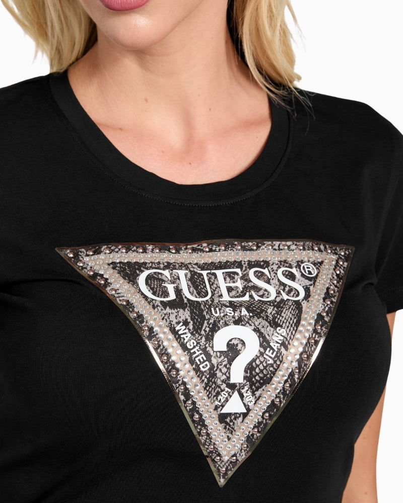 Front view of organic cotton jersey tee with stretch and crew neck