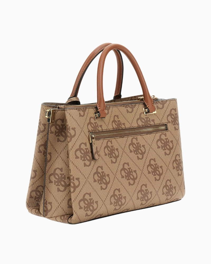 Back view of Guess Erenia 4G logo handbag with zip pocket