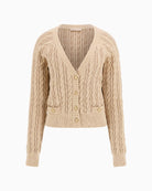 Guess Giselle cream cotton sweater with crew neck and long sleeves
