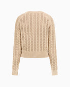 Back of Cream cotton jumper styled with jeans for a clean, everyday look