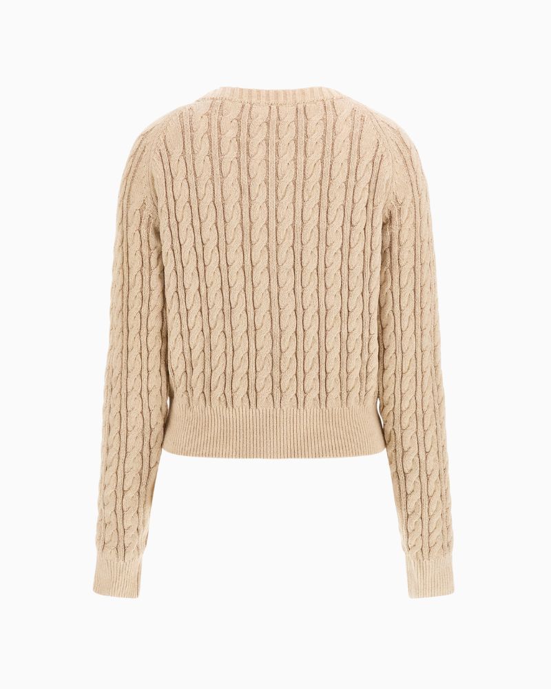 Back of Cream cotton jumper styled with jeans for a clean, everyday look