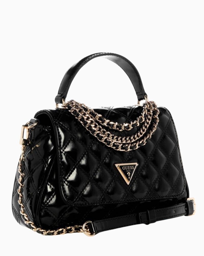 Side view of Giully II top handle bag showing handle and strap