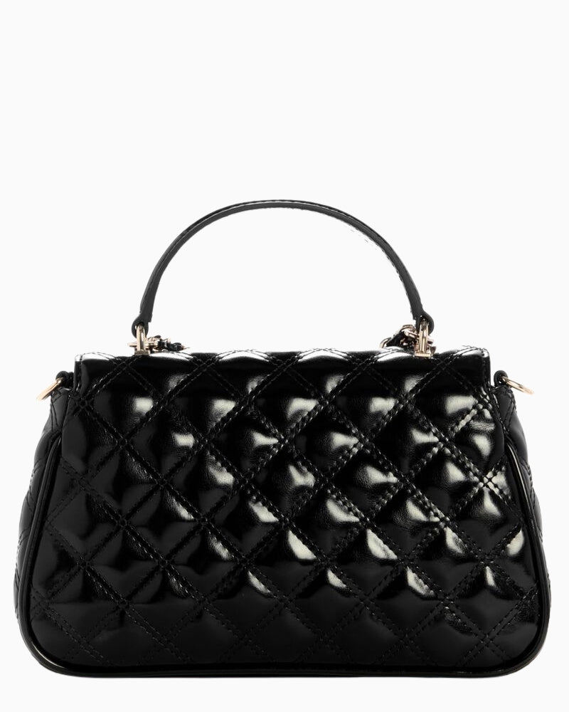 Back view of Guess Giully II black handbag with smooth finish