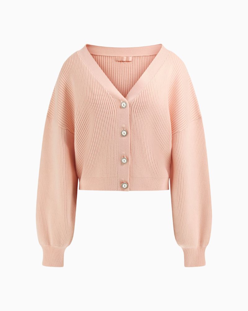 Guess Hanna sweater in soft peach with long sleeves and crew neckline