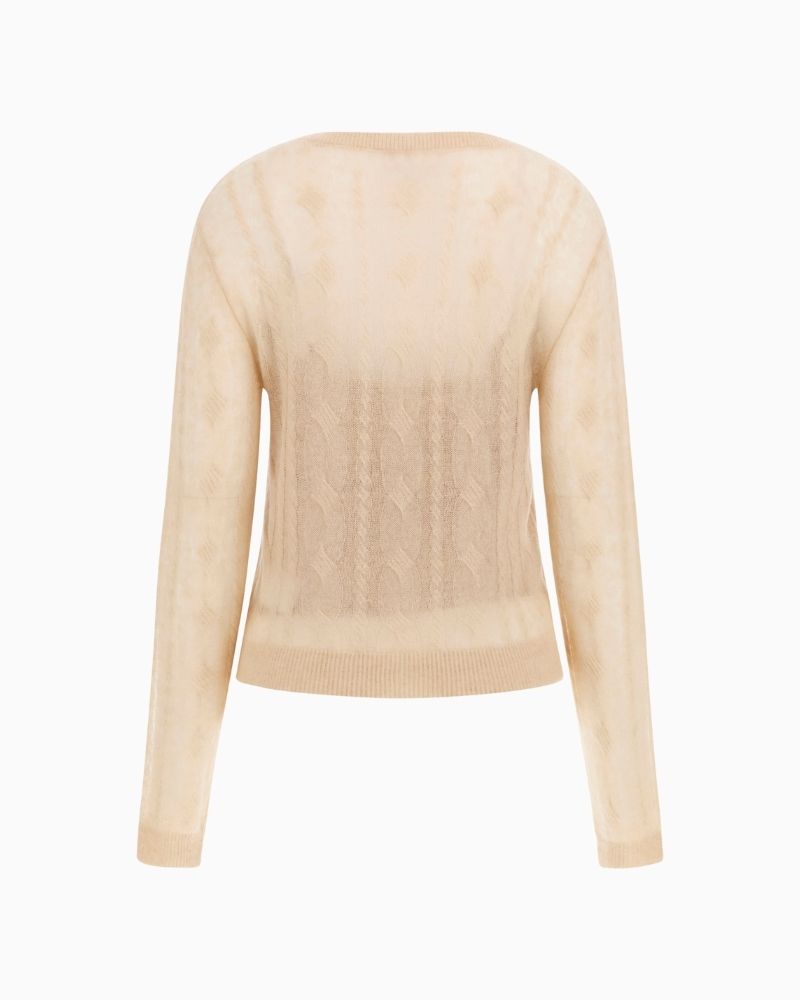 Back of Relaxed fit knit with subtle drape and neutral tone