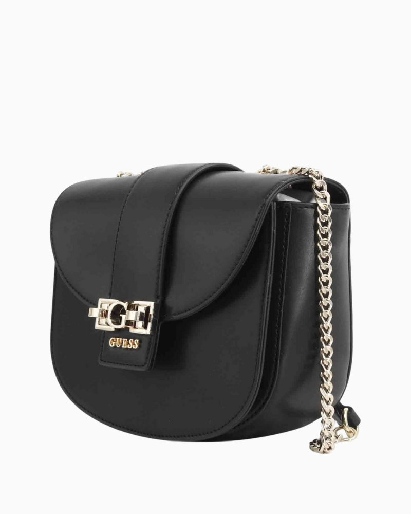 Side profile of Guess crossbody showing slim silhouette and adjustable strap