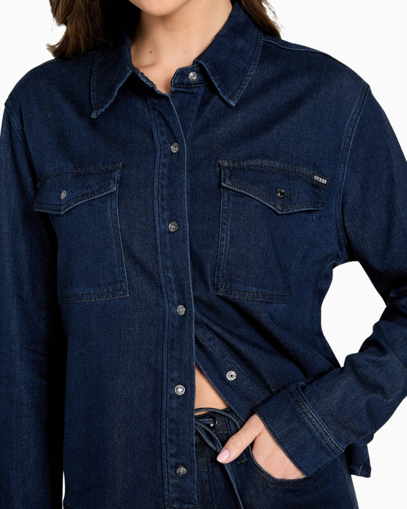 GUESS shacket shirt collar and button detail – Áines Boutique