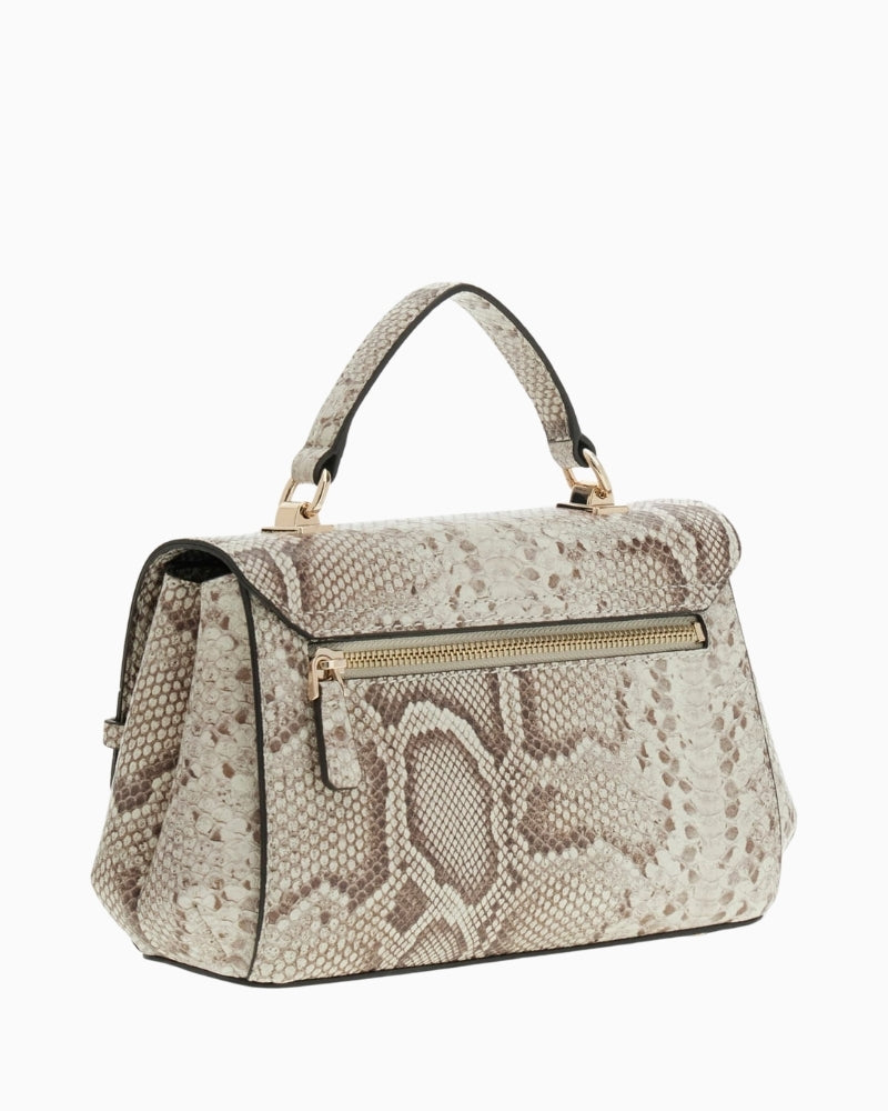 Guess Melinda python print handbag beige side view – Áines Boutique