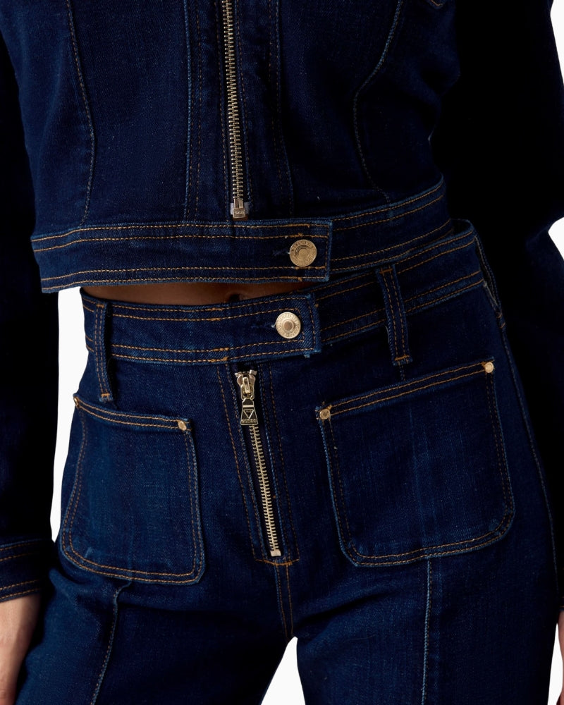 Guess Nicky straight jeans dark blue waistband and pocket detail – Áines Boutique