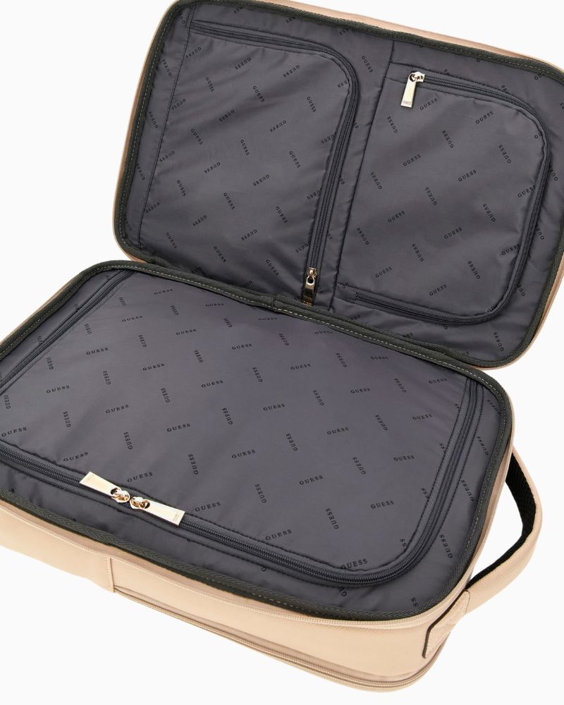 Travel-friendly backpack with TSA lock, front zip pocket and gold detailing