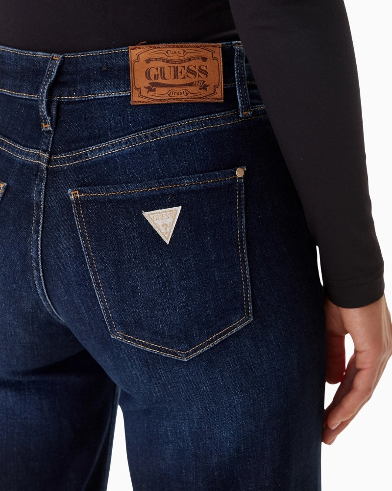 Close up of palazzo trousers by GUESS with wide leg and cotton-cashmere fabric