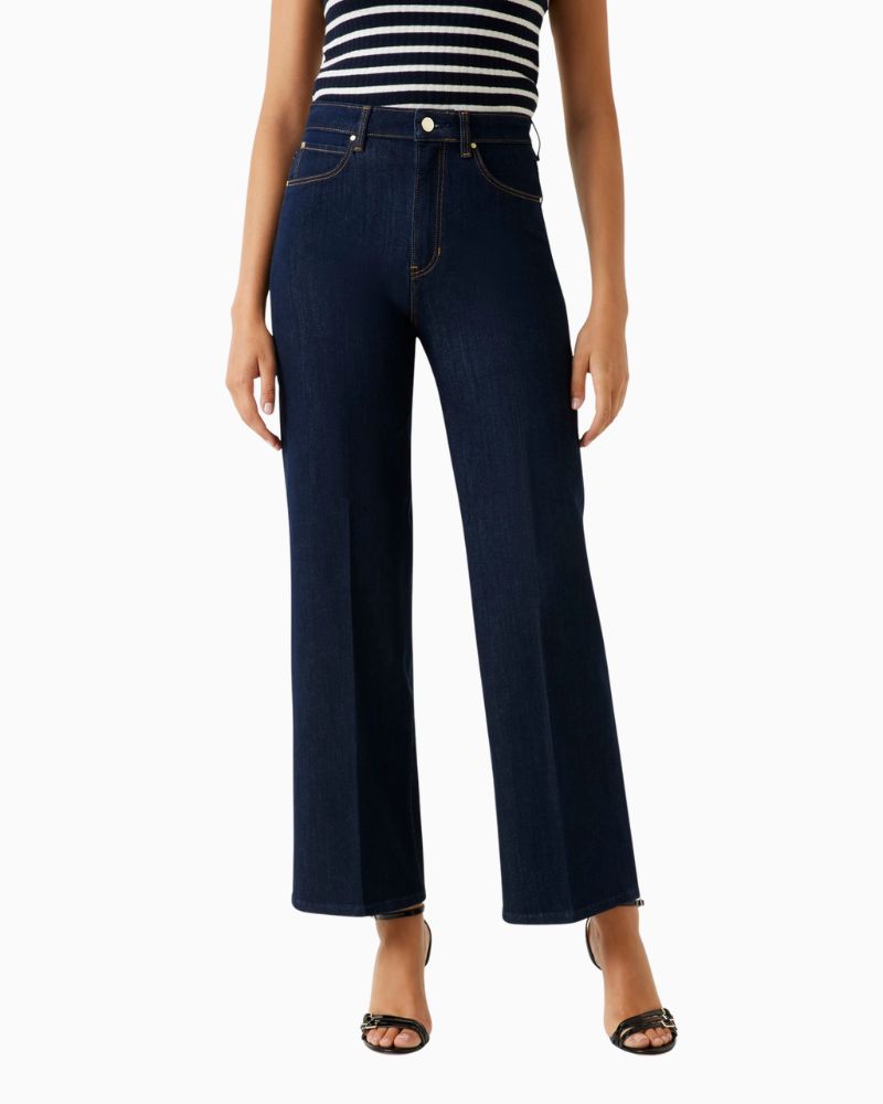 Dark blue wide leg jeans by GUESS with high waist and relaxed fit