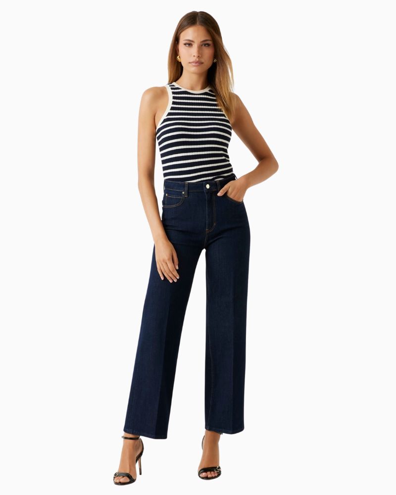 Dark blue wide leg jeans by GUESS with high waist and relaxed fit