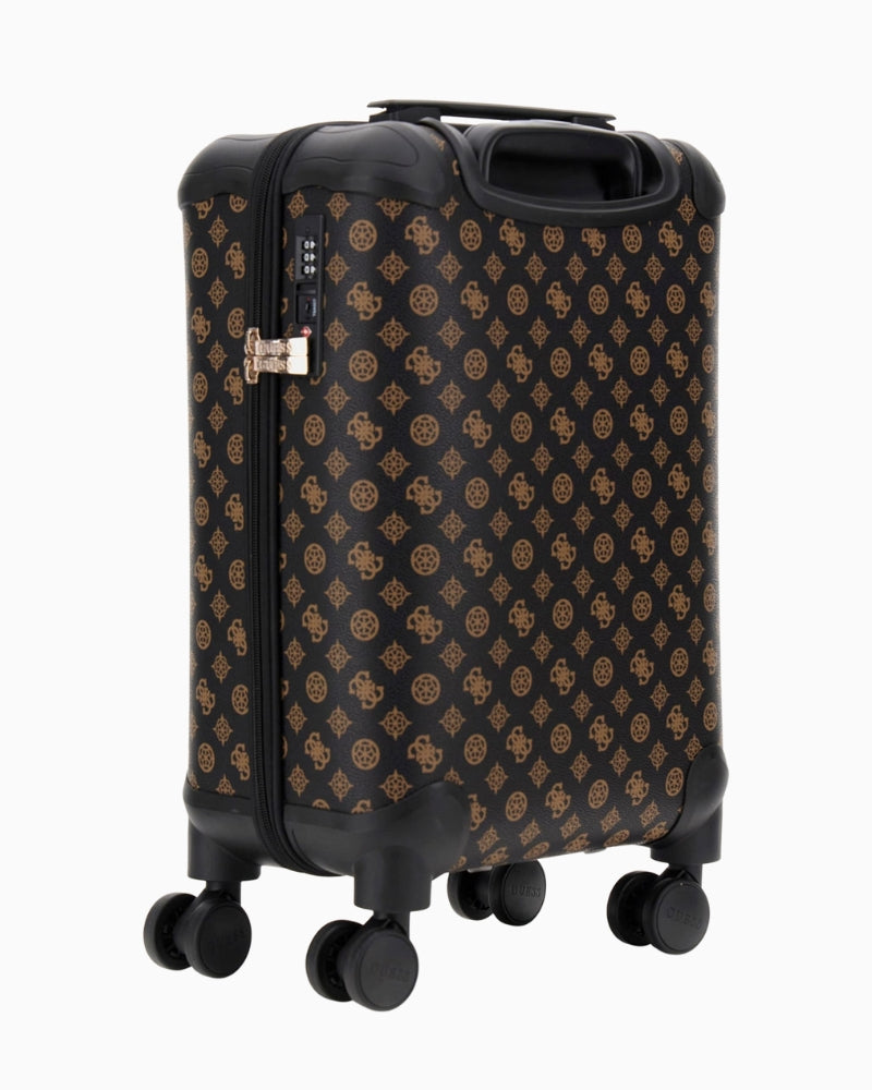 Side view of compact Guess trolley showing four-wheel base