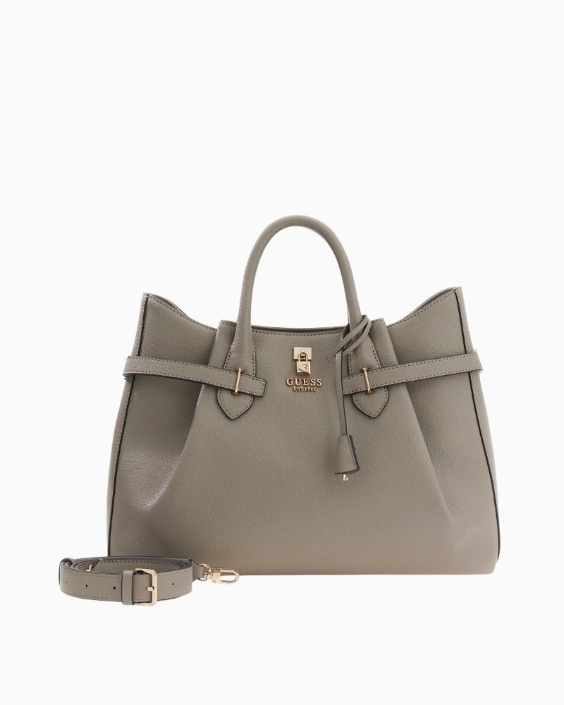 Guess Yesba brown saffiano handbag back view – Áines Boutique