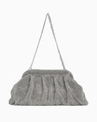Guess Zalina shoulder bag in metallic silver with ornamental stone and snap closure