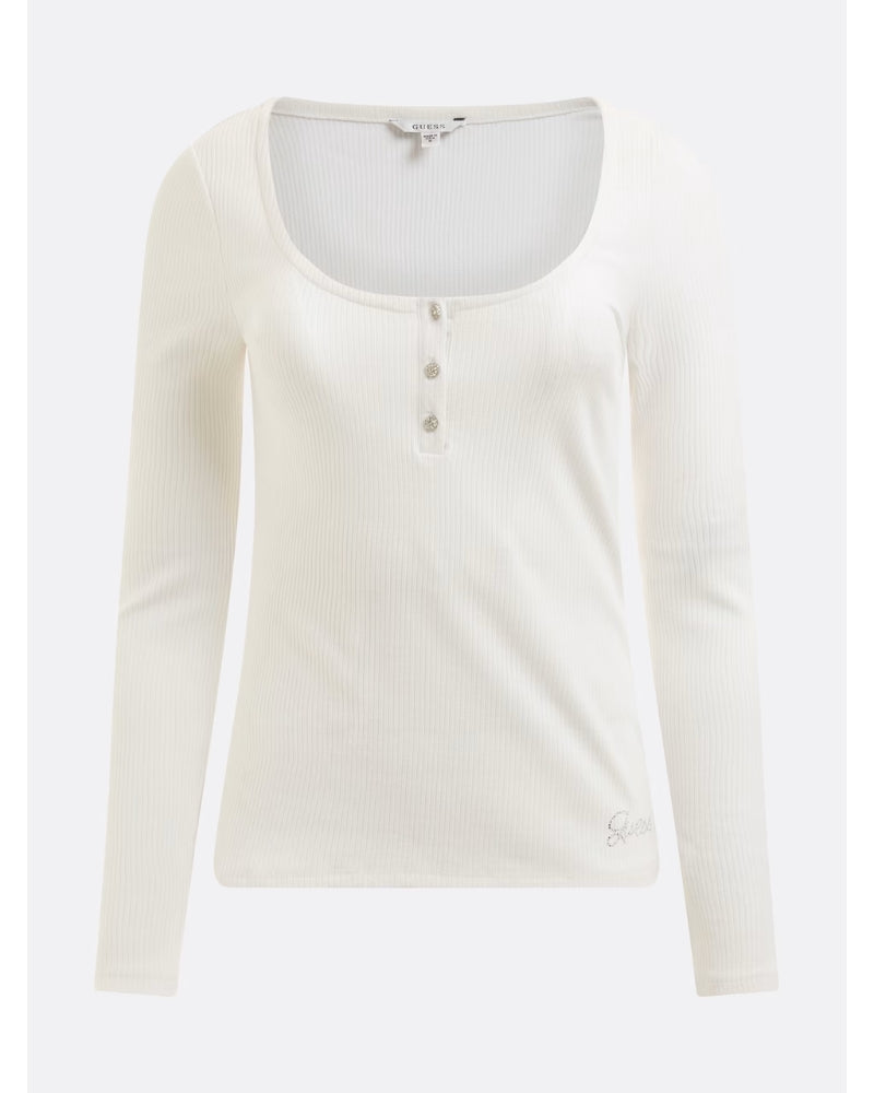 Guess Jeans - LS KARLEE JEWEL BTN HENLEY