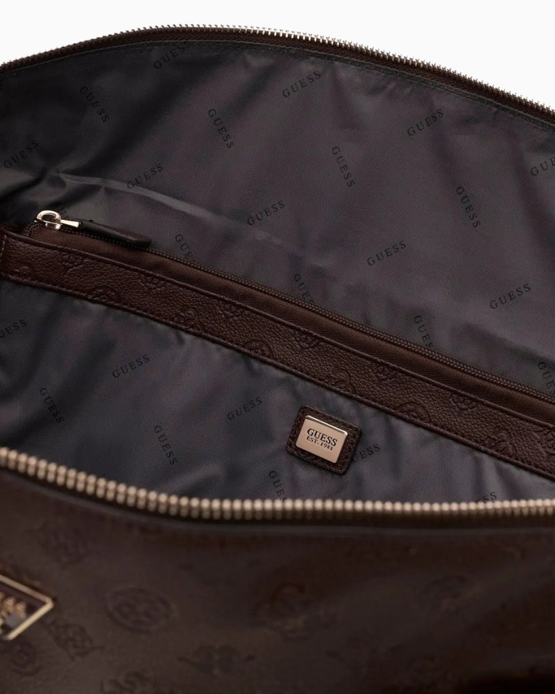 Guess Blake Dome Tote Bag in Brown interior pocket detail