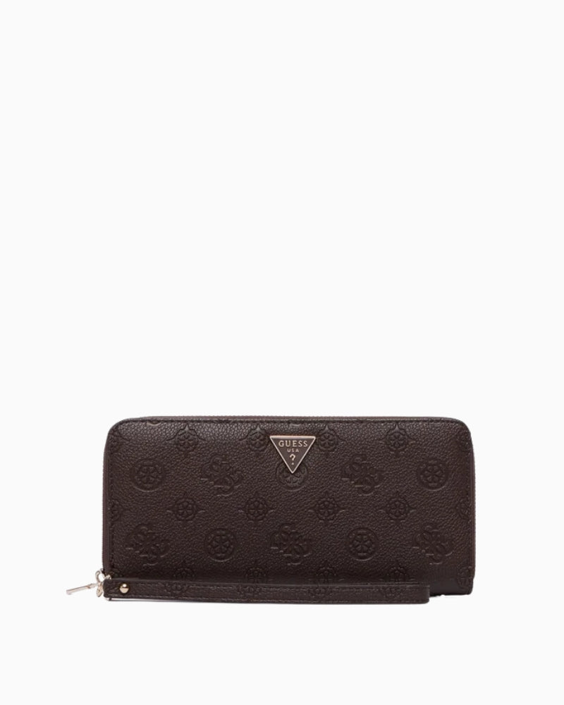 Guess Blake Wallet in brown embossed monogram front view