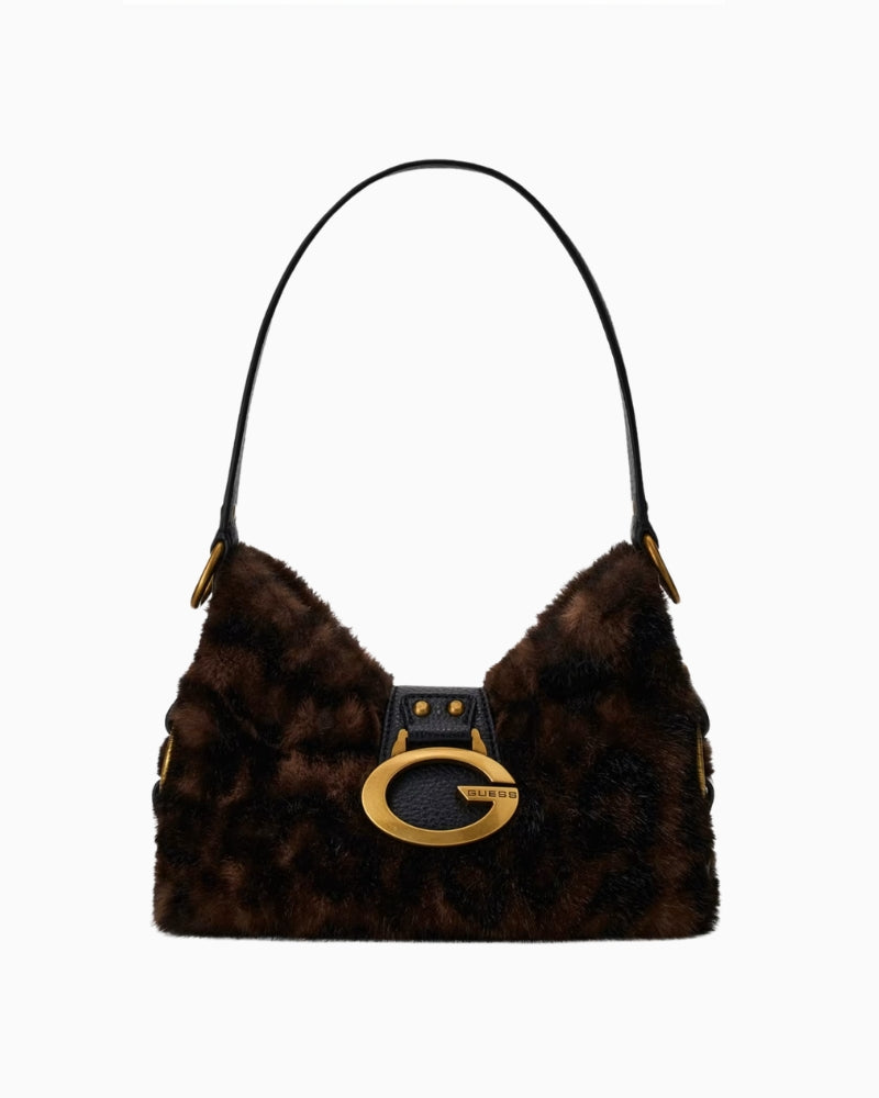 Guess Camden Mini Shoulder Bag in Leopard front view