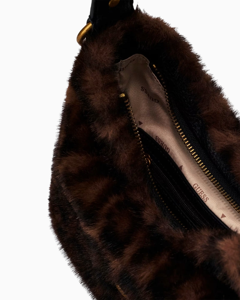 Guess Camden Mini Shoulder Bag in Leopard interior detail