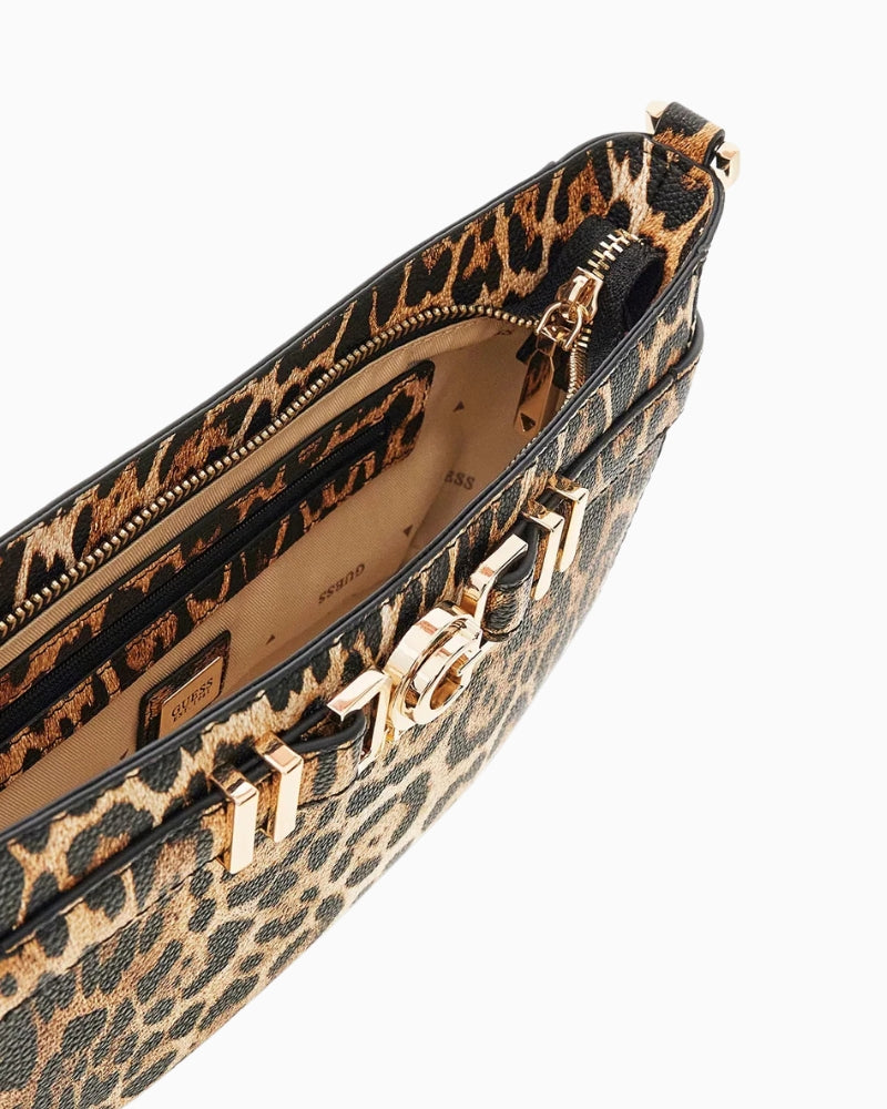 Guess Cirene Shoulder Bag in Leopard interior detail