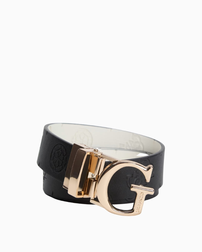 Guess Ella Logo Rev Belt in Black front view