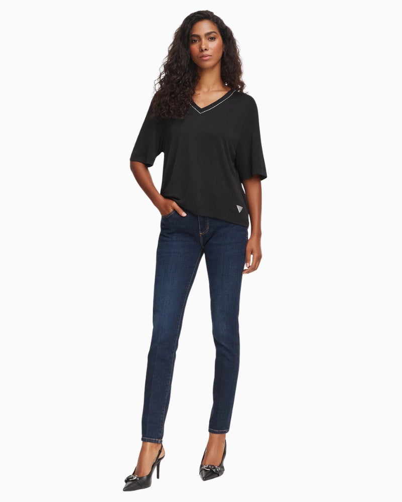 Guess Jeans Shape Up Jeans in Dark Blue styled view
