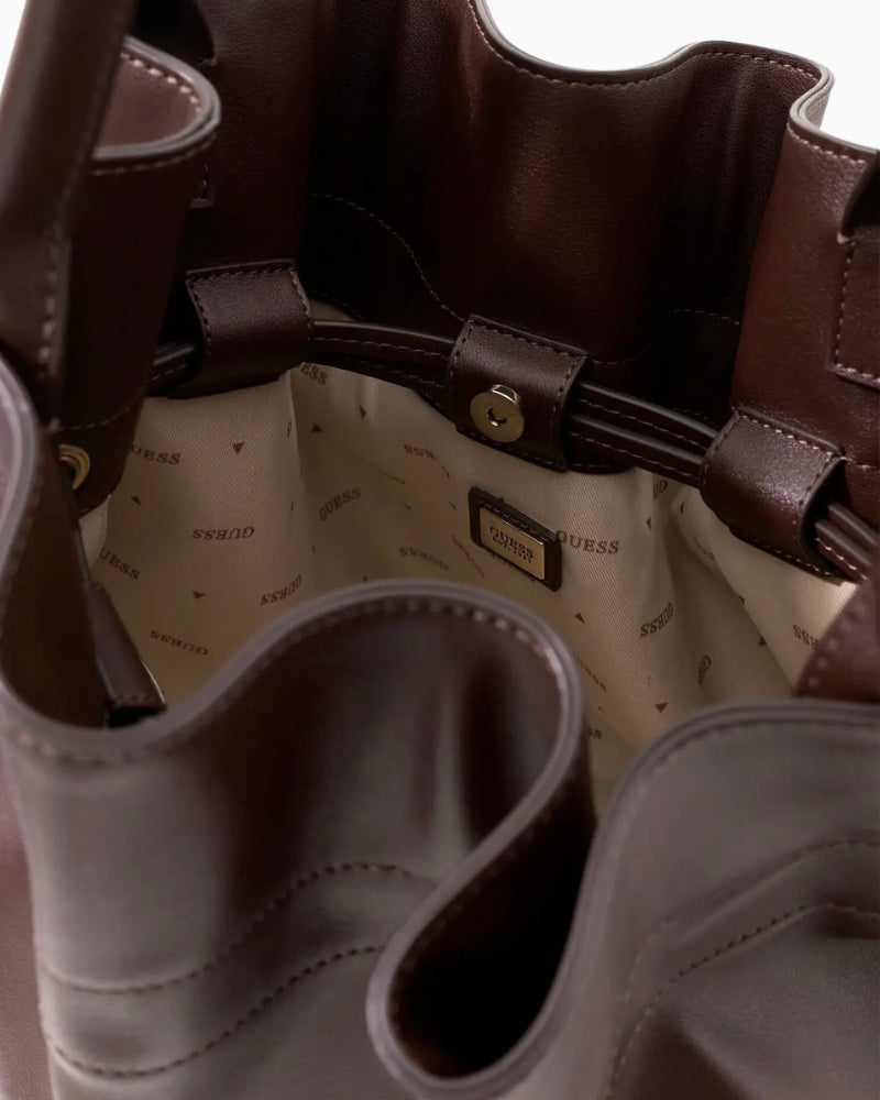 Guess Karima Tote Bag in Brown interior detail