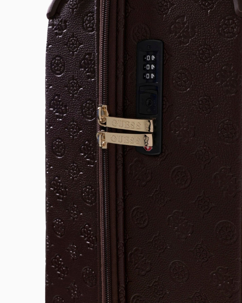 Guess Lenwood 18 In 8-Wheeler in brown embossed logo detail
