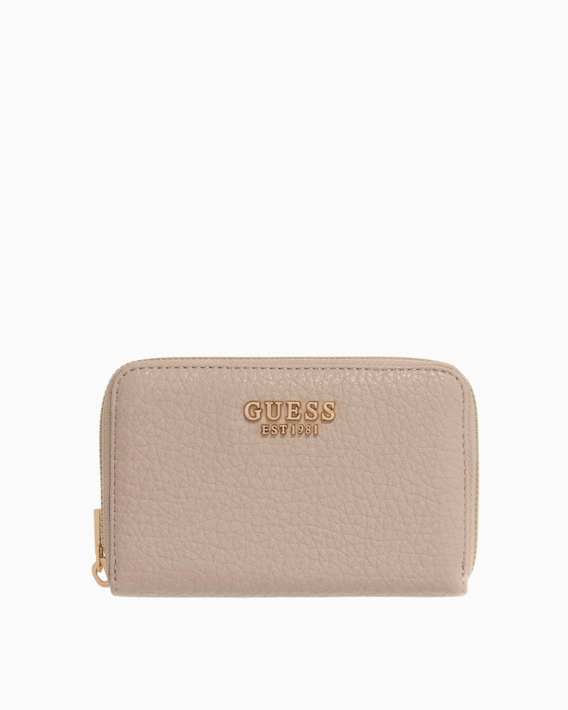 Guess Marsha Saffiano Wallet beige front view – Áines Boutique
