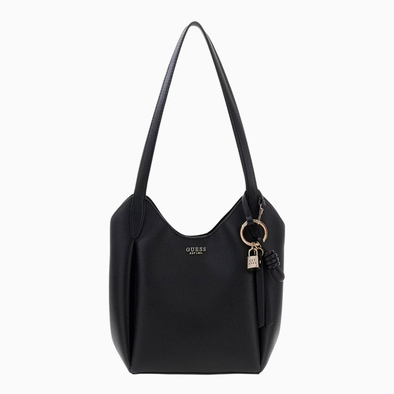 Guess Melody Bucket Bag in Black front view
