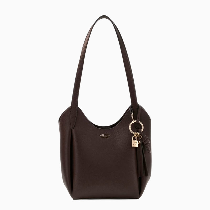 Guess Melody Bucket Bag in brown front view