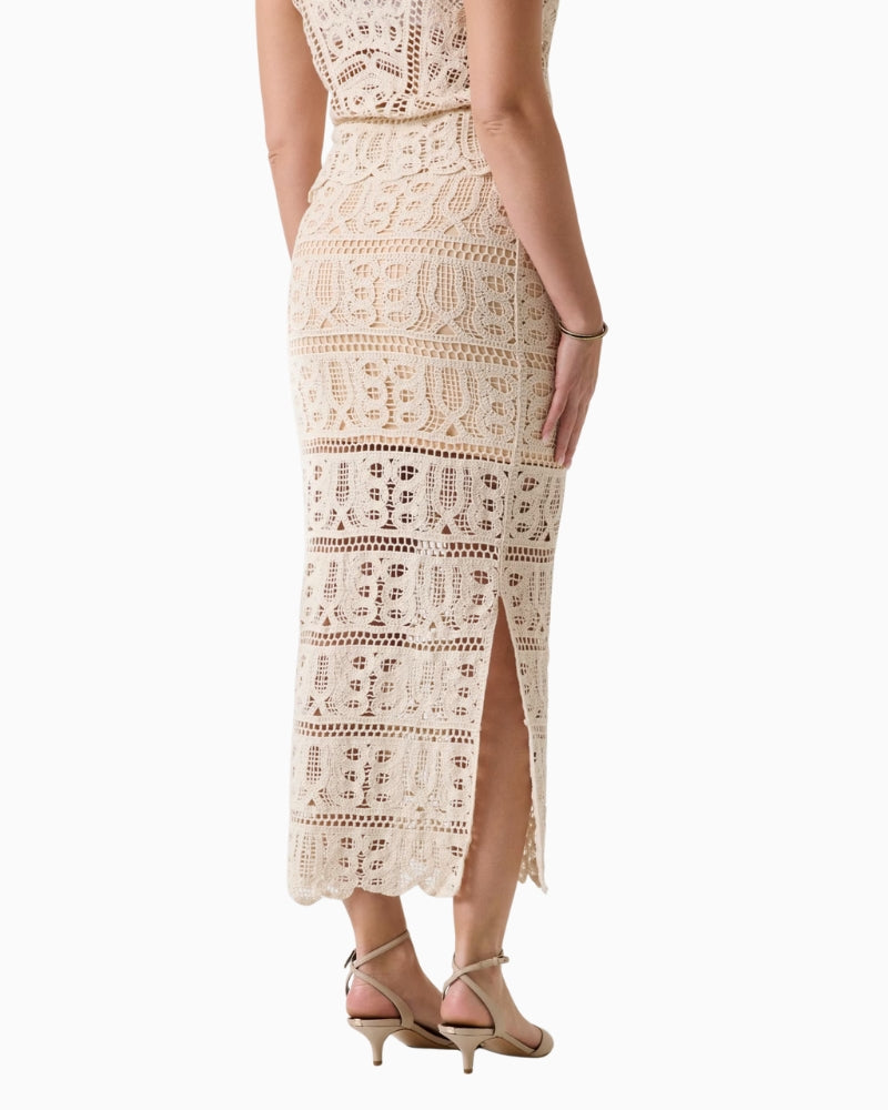 Guess Octavia Long Sweater Skirt cream back view